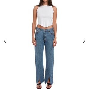 EB Denim Split Hem OG Button Fly Blue Jeans size 23,perfect condition